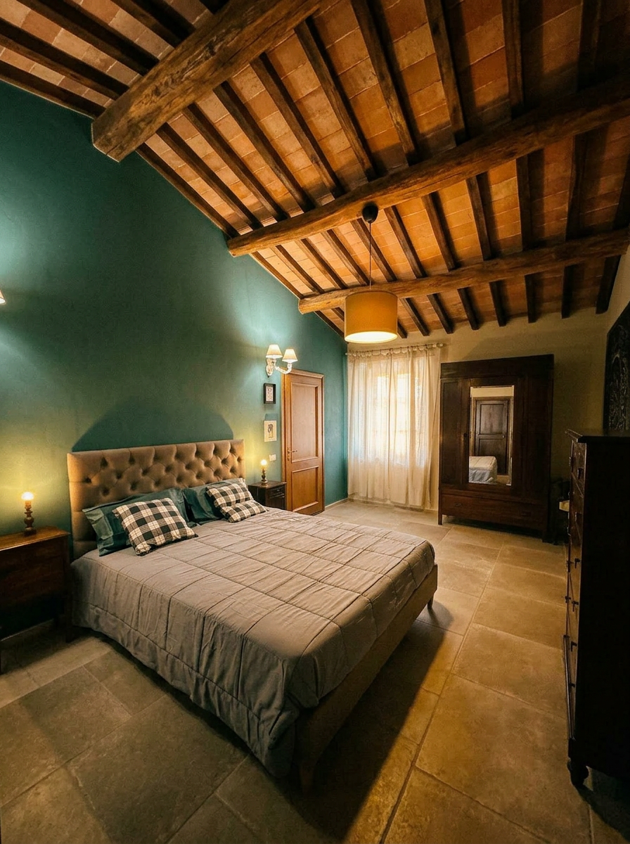 Bedroom with exposed beams