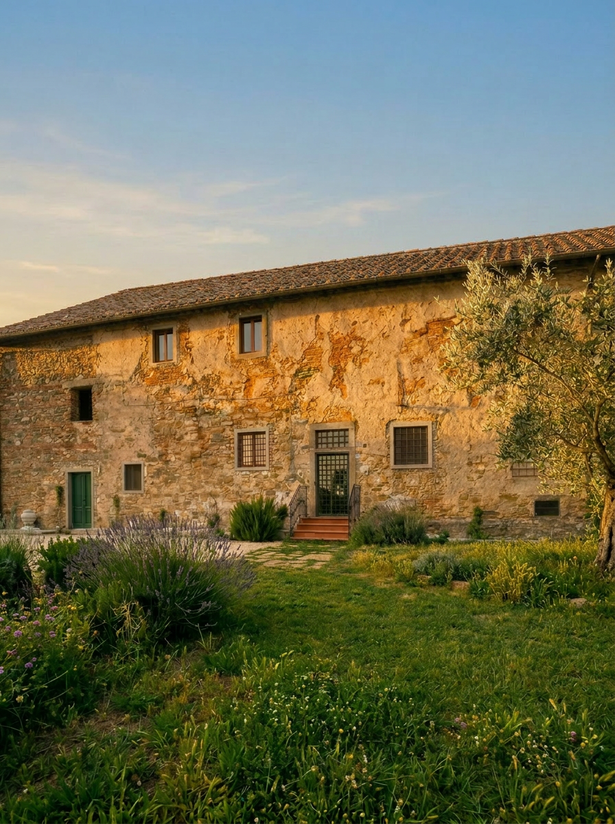 Farmhouse at golden hour